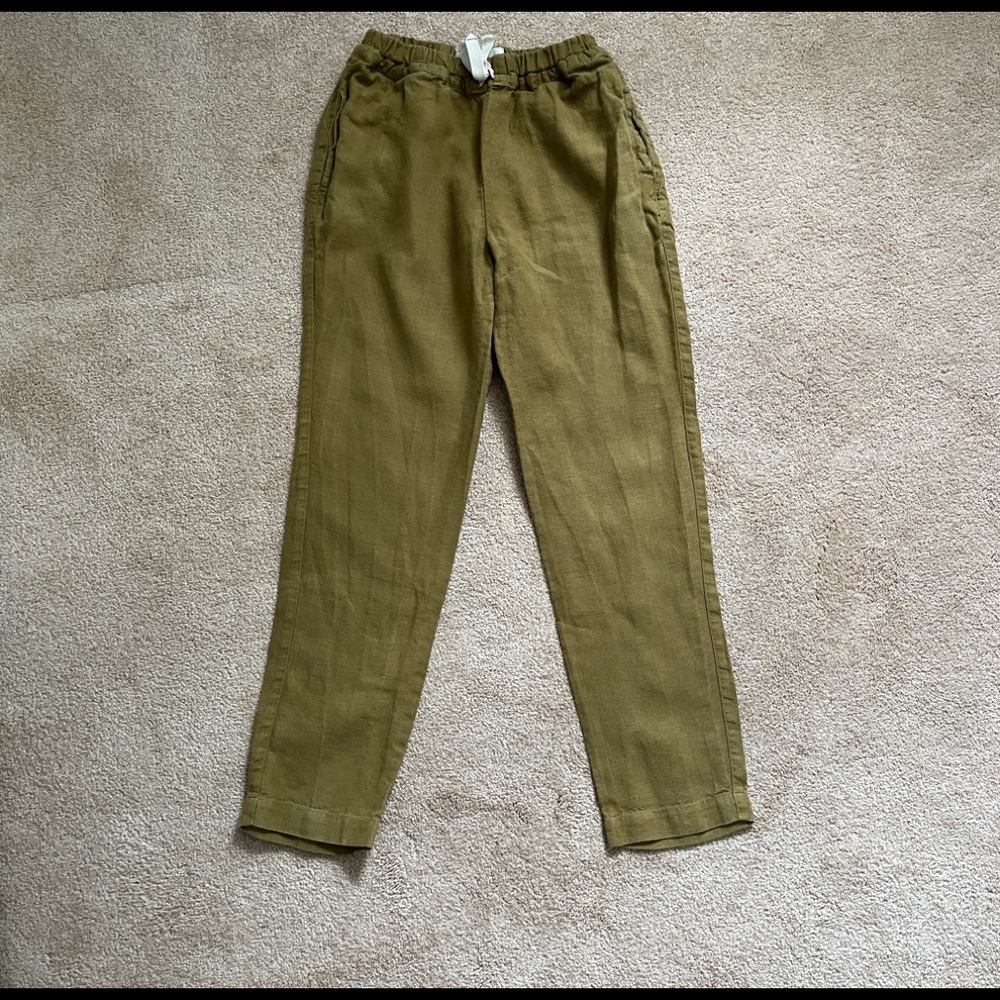 Notperfectlinen olive green linen pants xs